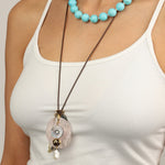 Chan Luu-Mixed Stone Leather Necklace-Necklaces-Blue Ruby Jewellery-Vancouver Canada