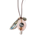 Mix Charm Leather Necklace 18k Gold Vermeil, Leather Abalone,