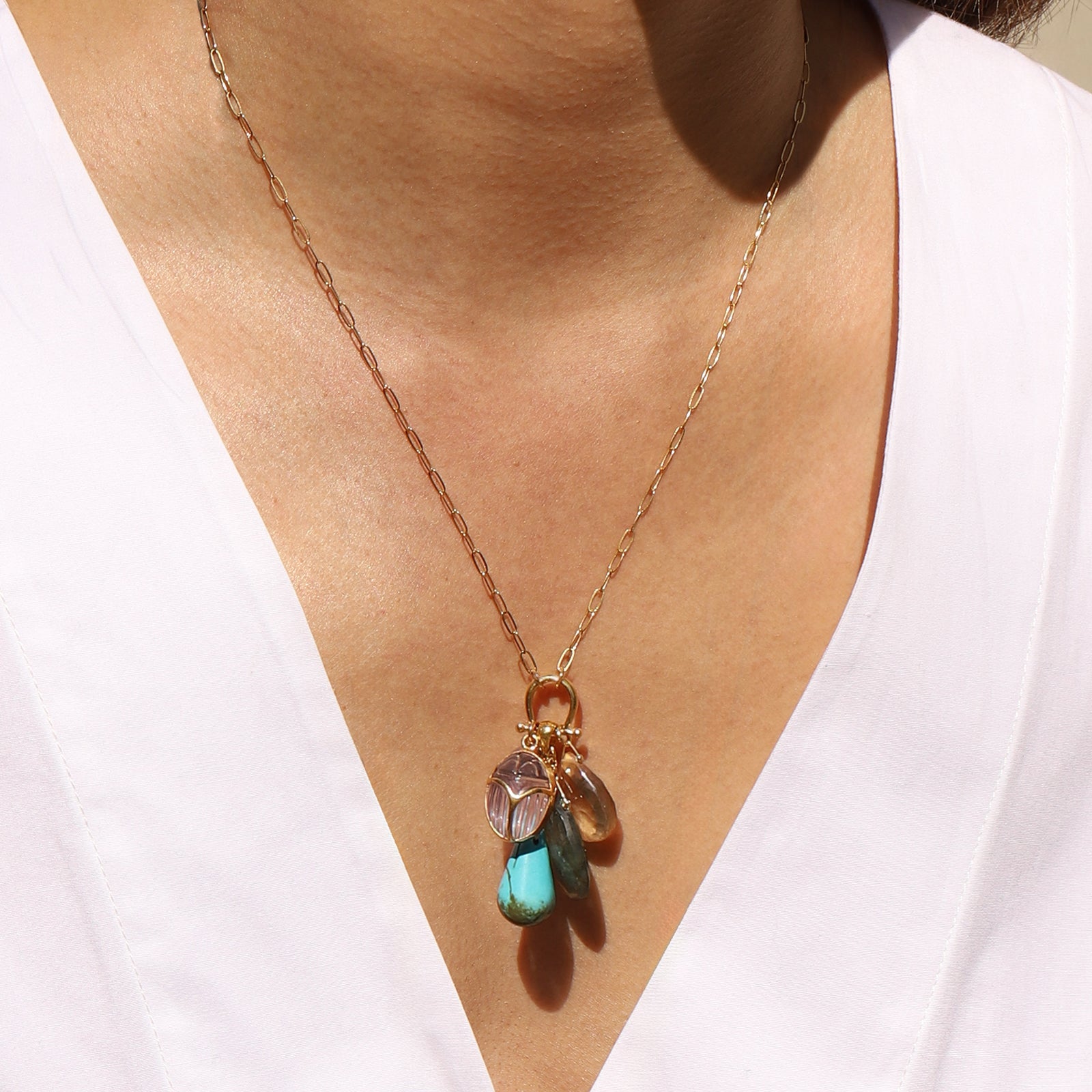 Chan Luu-Scarab Charm Necklace-Necklaces-Blue Ruby Jewellery-Vancouver Canada