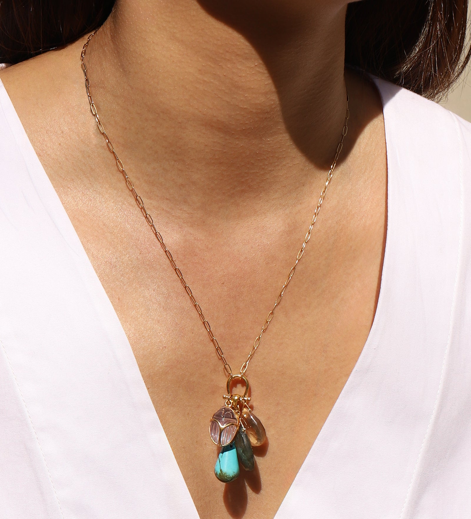 Chan Luu-Scarab Charm Necklace-Necklaces-Blue Ruby Jewellery-Vancouver Canada