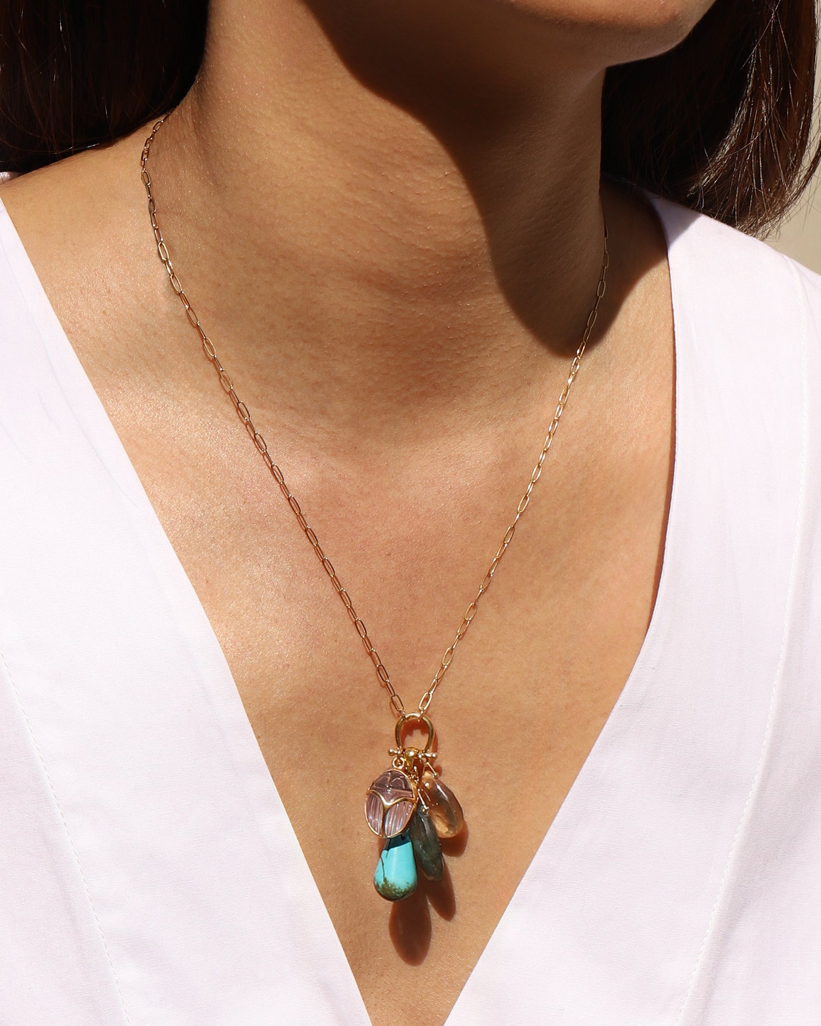 Chan Luu-Scarab Charm Necklace-Necklaces-Blue Ruby Jewellery-Vancouver Canada