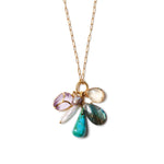 Scarab Charm Necklace 18k Gold Vermeil, Amehyst, Labradorite