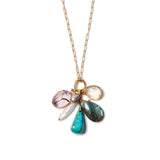 Scarab Charm Necklace 18k Gold Vermeil, Amehyst, Labradorite