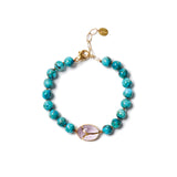 Scarab Bracelet 18k Gold Vermeil, Turquoise, Amethyst