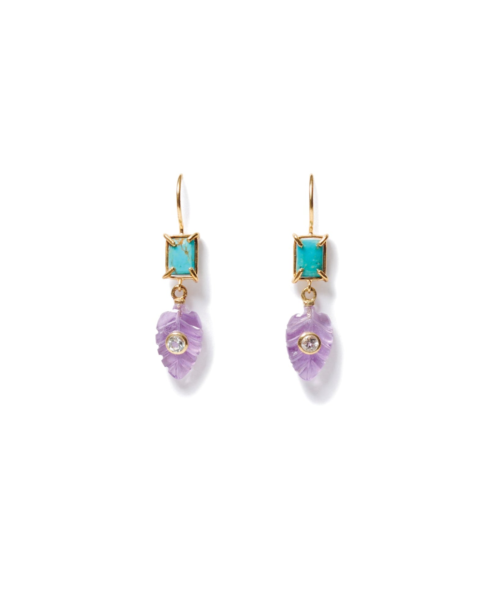 Chan Luu-Fern Earrings-Earrings-18k Gold Vermeil, Amethyst, Turquoise-Blue Ruby Jewellery-Vancouver Canada