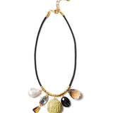 Chan Luu-Serpentine Charm Necklace-Necklaces-18k Gold Plated, Leather, Turquoise-Blue Ruby Jewellery-Vancouver Canada