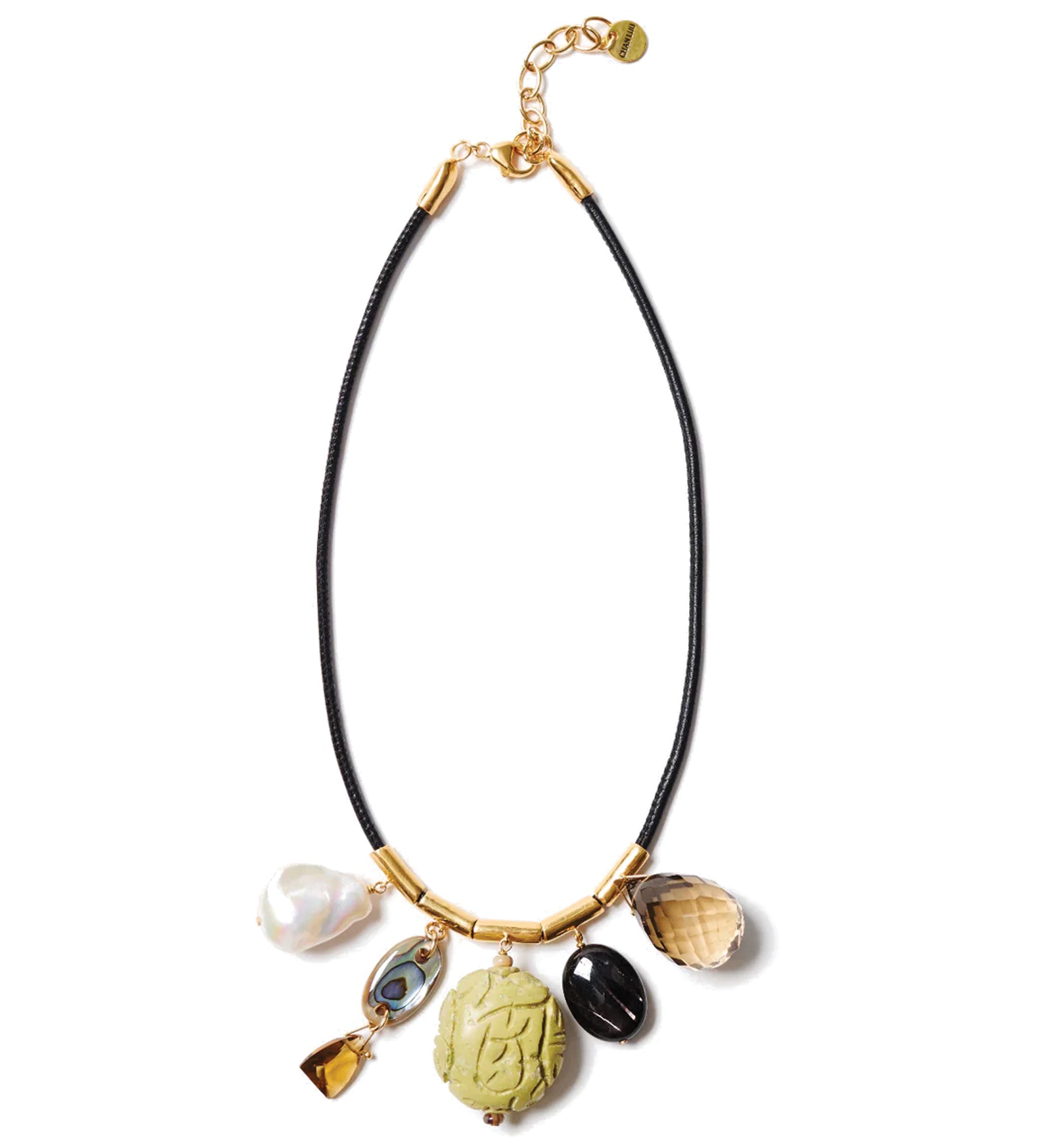 Chan Luu-Serpentine Charm Necklace-Necklaces-18k Gold Plated, Leather, Turquoise-Blue Ruby Jewellery-Vancouver Canada