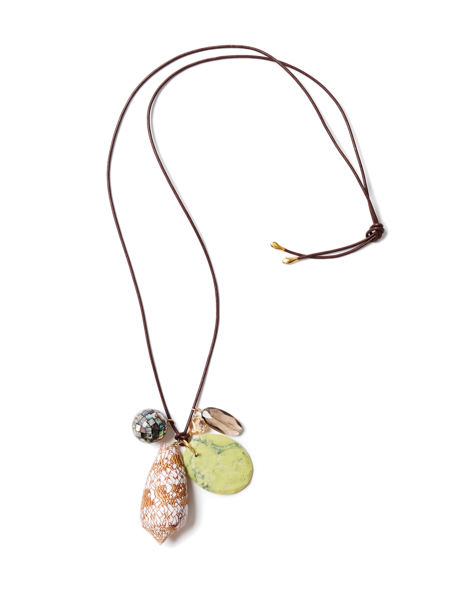 Cone Shell Charm Necklace 18k Gold Vermeil, Leather, Shell