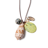 Cone Shell Charm Necklace 18k Gold Vermeil, Leather, Shell