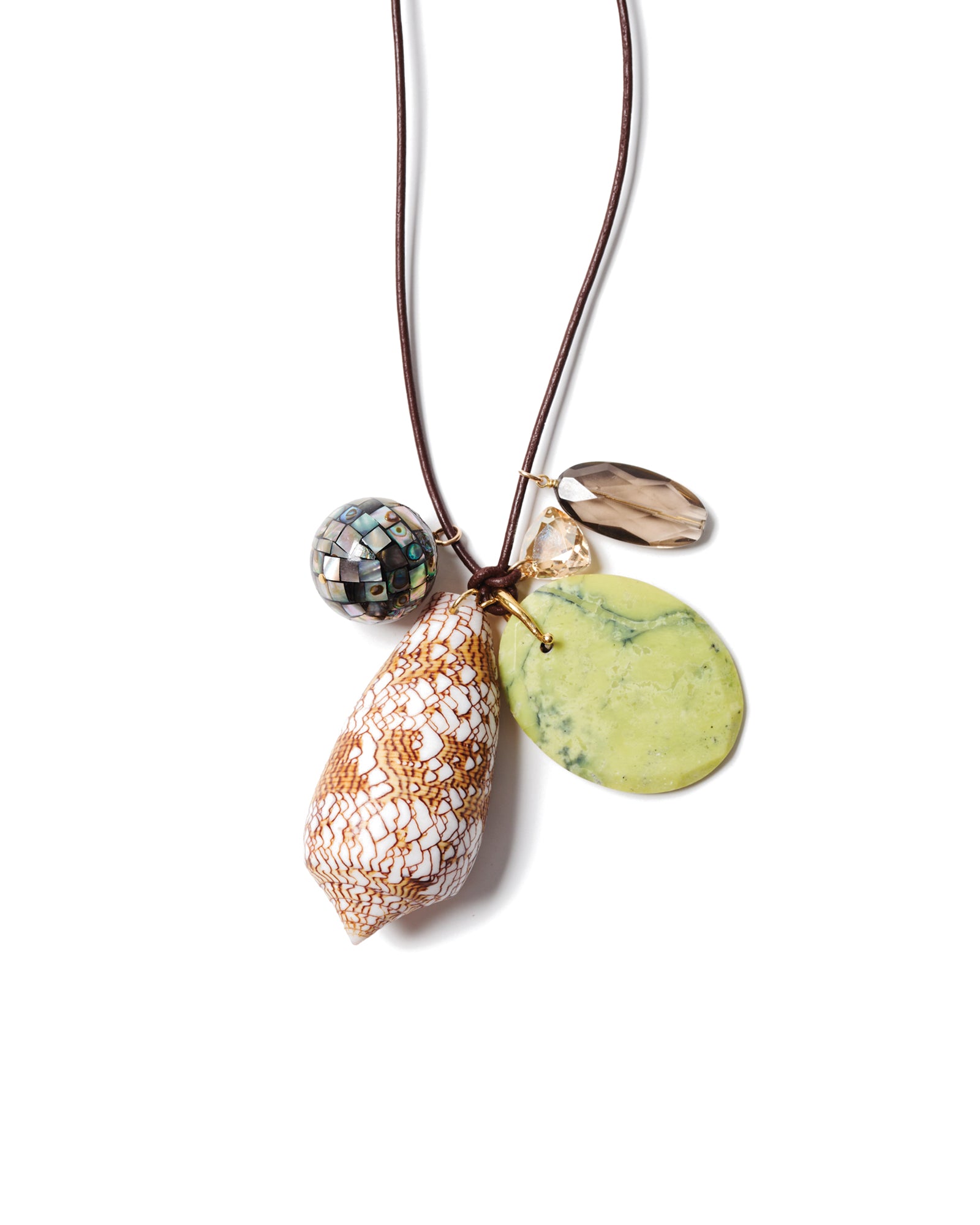 Cone Shell Charm Necklace 18k Gold Vermeil, Leather, Shell