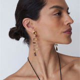 Fishbone Tiered Earrings 18k Gold Vermeil, Quartz