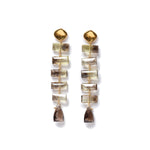 Fishbone Tiered Earrings 18k Gold Vermeil, Quartz
