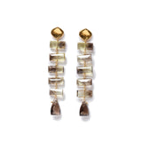 Fishbone Tiered Earrings 18k Gold Vermeil, Quartz