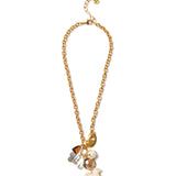 Peacock Charm Necklace 18k Gold Plated, Blue Topaz, Quartz