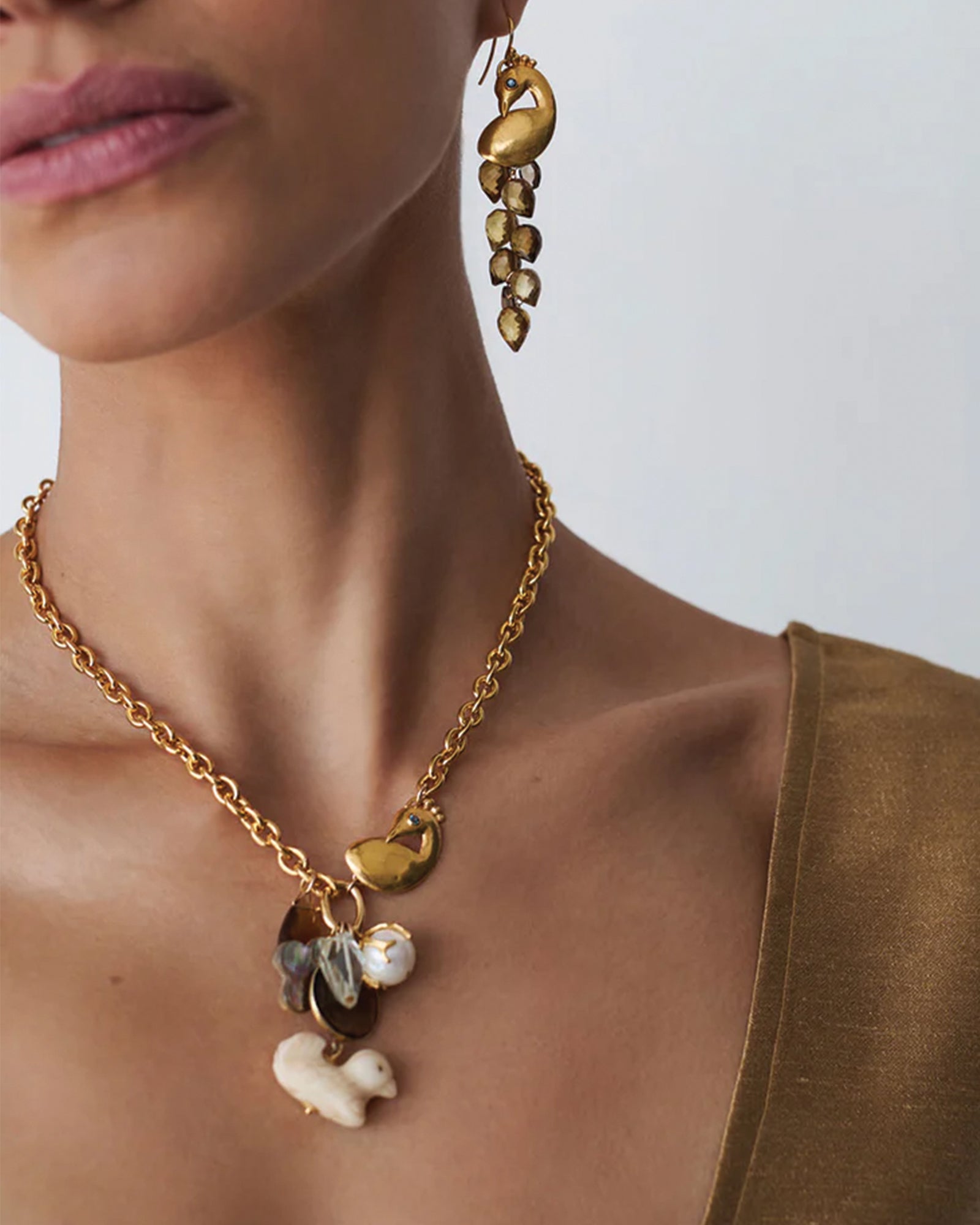 Chan Luu-Peacock Charm Necklace-Necklaces-Blue Ruby Jewellery-Vancouver Canada