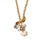 Peacock Charm Necklace 18k Gold Plated, Blue Topaz, Quartz