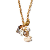 Peacock Charm Necklace 18k Gold Plated, Blue Topaz, Quartz