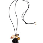 Palais Charm Necklace 18k Gold Plated, Leather, Agate