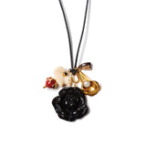 Palais Charm Necklace 18k Gold Plated, Leather, Agate