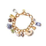 Delft Charm Bracelet 18k Gold Plated, Quartz, Abalone
