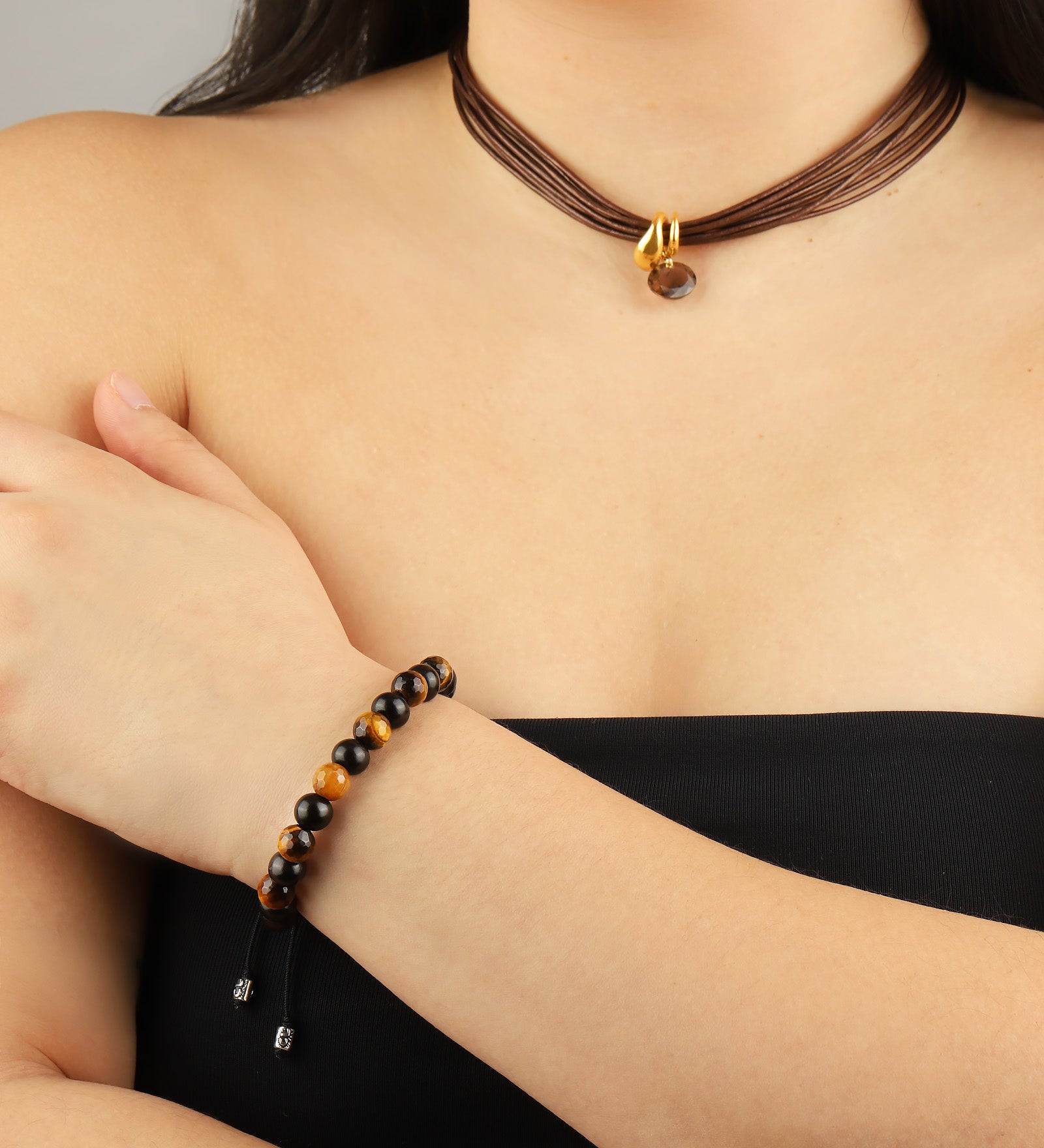 Chan Luu-Beaded Tiger's Eye Bracelet-Bracelets-Blue Ruby Jewellery-Vancouver Canada