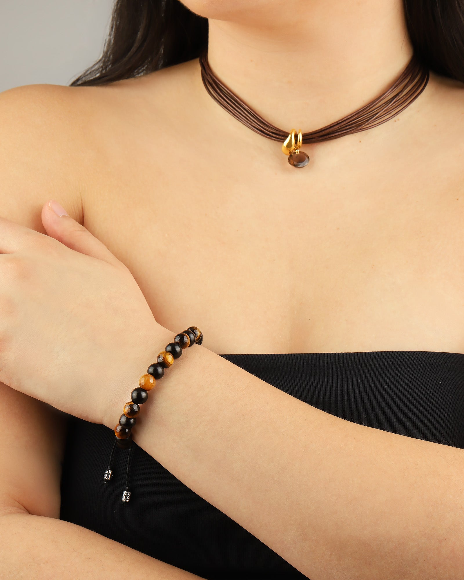 Chan Luu-Beaded Tiger's Eye Bracelet-Bracelets-Blue Ruby Jewellery-Vancouver Canada