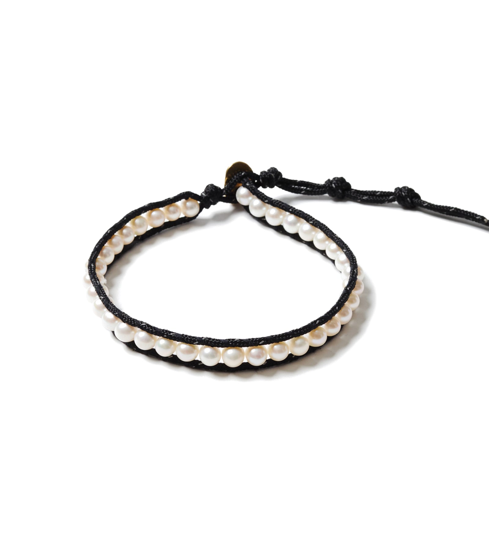 Stone Cord Anklet 18k Gold Vermeil, Paracord, Pearl