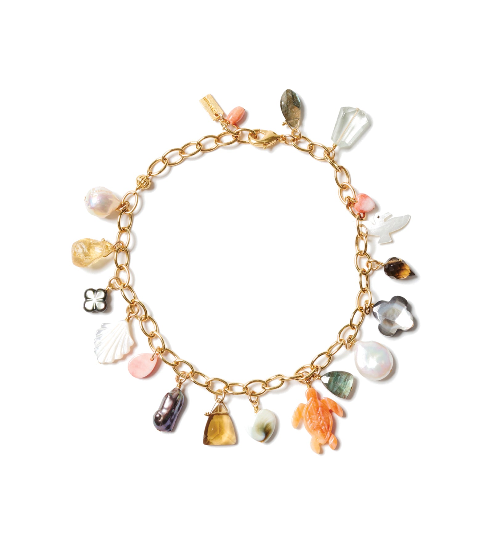 Starfish Charm Anklet 18k Gold Plated, Pearls, Quartz