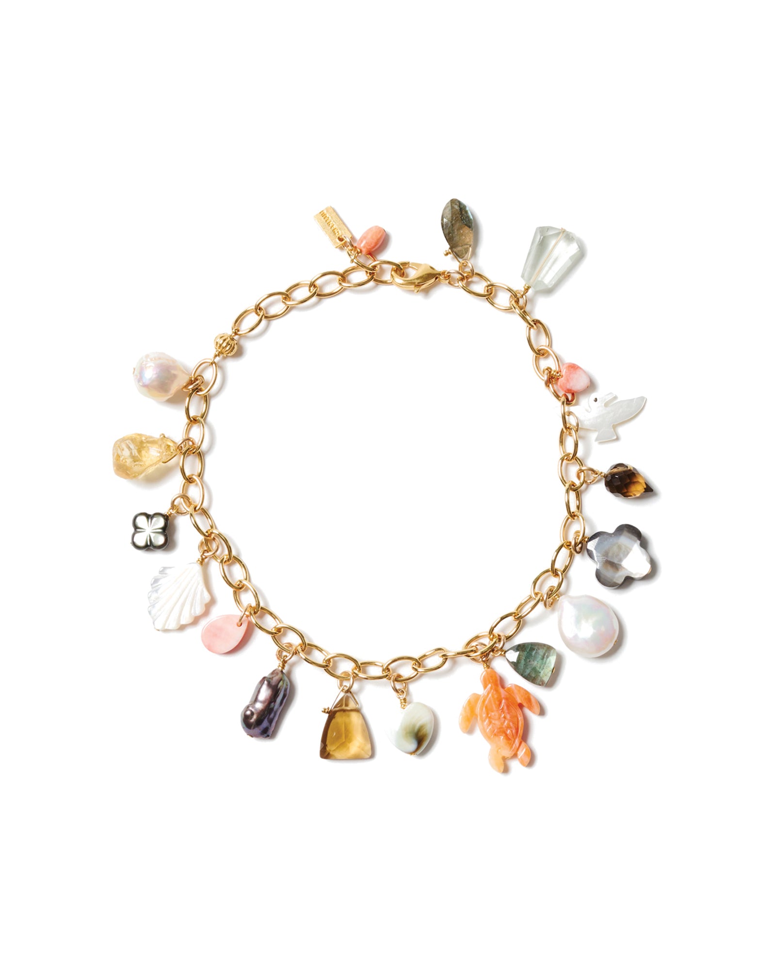 Starfish Charm Anklet 18k Gold Plated, Pearls, Quartz