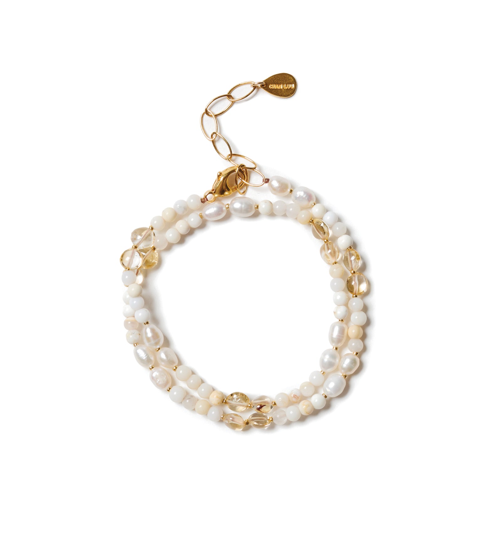 Two Wrap Mix Stone Bracelet 18k Gold Vermeil, Opal, Citrine