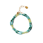 Two Wrap Mix Stone Bracelet 18k Gold Vermeil, Turquoise, Malachite
