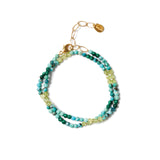 Two Wrap Mix Stone Bracelet 18k Gold Vermeil, Turquoise, Malachite