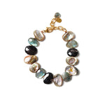 Abalone & Stone Bracelet 18k Gold Vermeil, Abalone, Labradorite