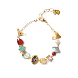 Mix Stone Set Bracelet 18k Gold Vermeil, Labradorite, Red Jasper