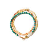 Set of 3 Mix Stone Bracelet 18k Gold Vermeil, Malachite, Lions Paw