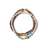 Set of 3 Mix Stone Bracelet 18k Gold Vermeil, Howlite, Iolite