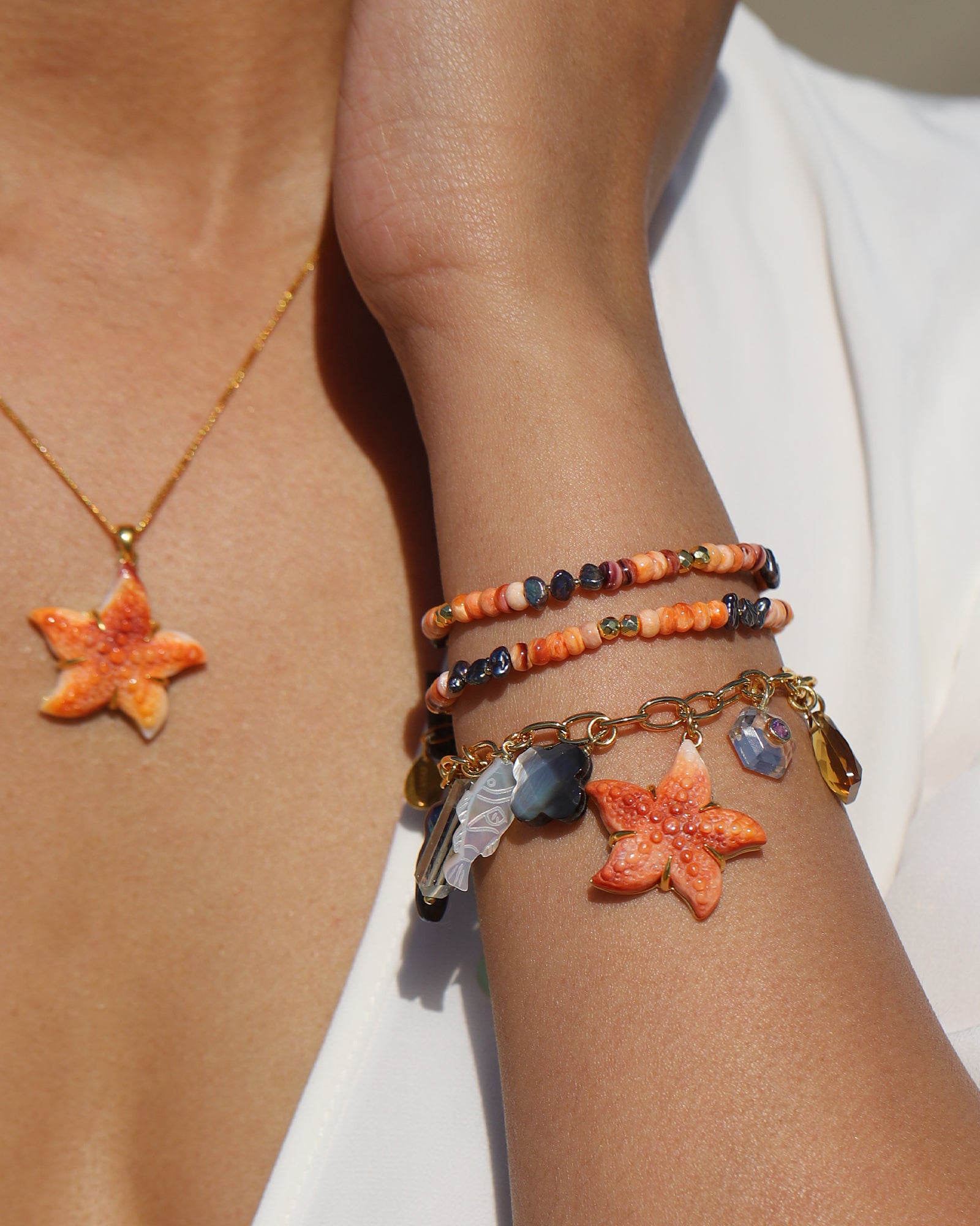 Chan Luu-Starfish Charm Bracelet-Bracelets-Blue Ruby Jewellery-Vancouver Canada