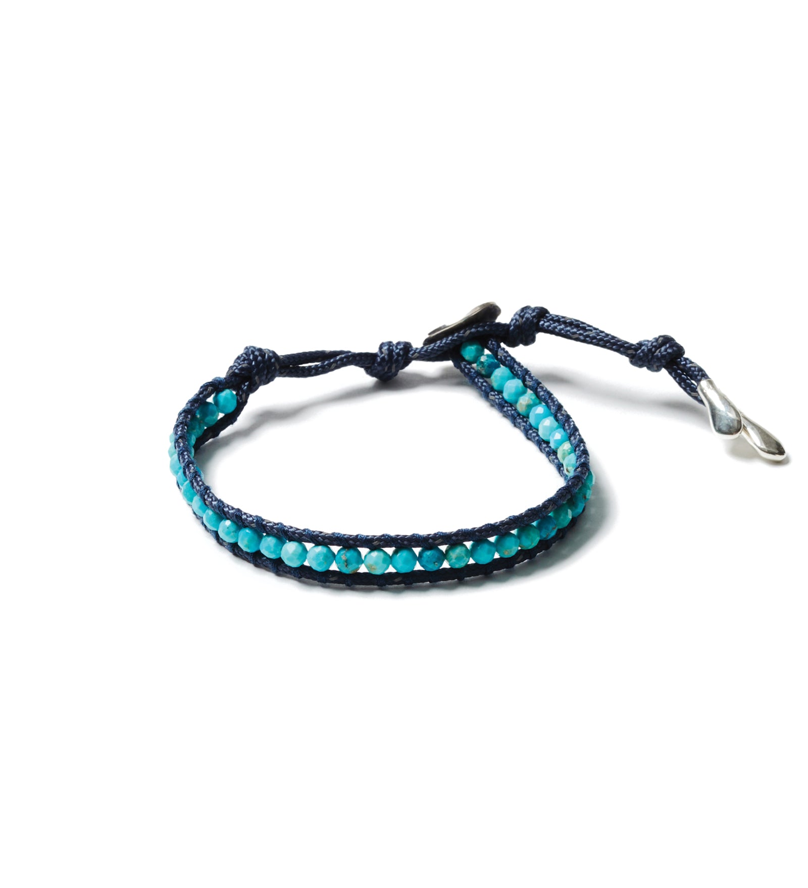 1 Wrap Stone Cord Bracelet Sterling Silver, Turquoise, Paracord