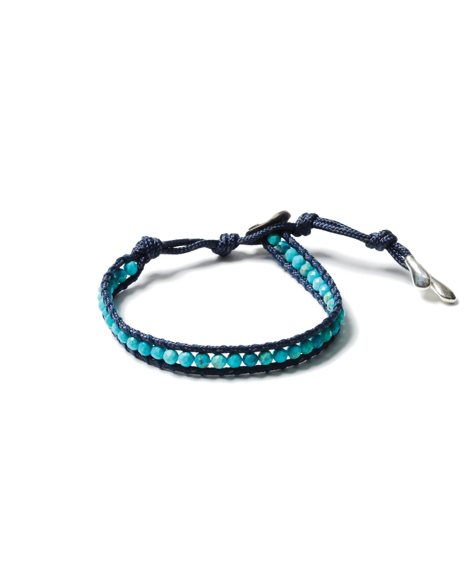 1 Wrap Stone Cord Bracelet Sterling Silver, Turquoise, Paracord