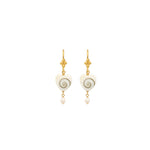 Chan Luu-Amour Spiral Earrings-Earrings-18k Gold Vermeil, Shiva Shell, Freshwater Pearl-Blue Ruby Jewellery-Vancouver Canada