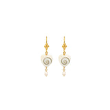 Chan Luu-Amour Spiral Earrings-Earrings-18k Gold Vermeil, Shiva Shell, Freshwater Pearl-Blue Ruby Jewellery-Vancouver Canada
