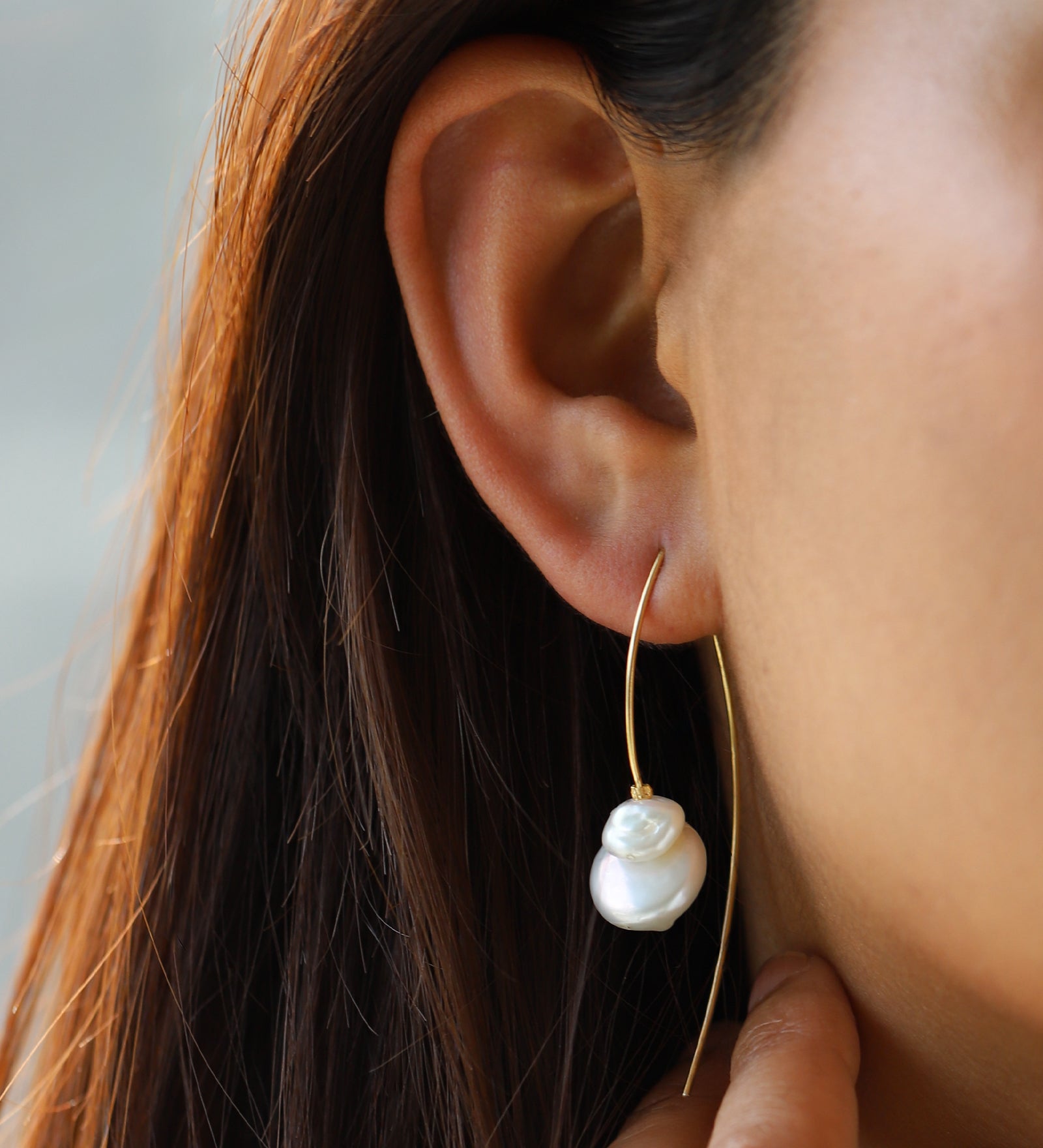 Chan Luu-Pearl Wire Thread Earrings-Earrings-Blue Ruby Jewellery-Vancouver Canada