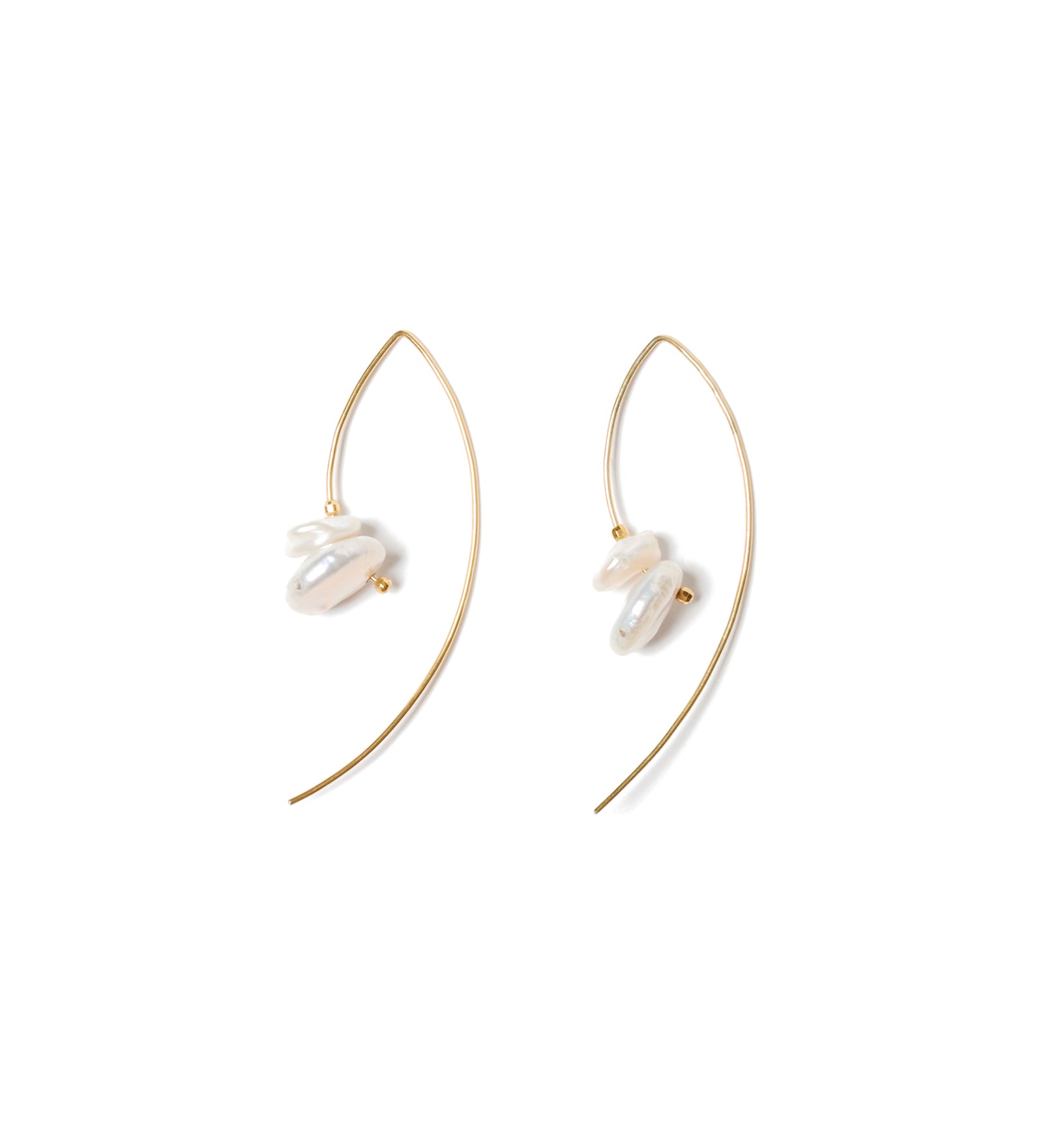 Marquise Pearl Earrings 18k Gold Vermeil, White Pearl