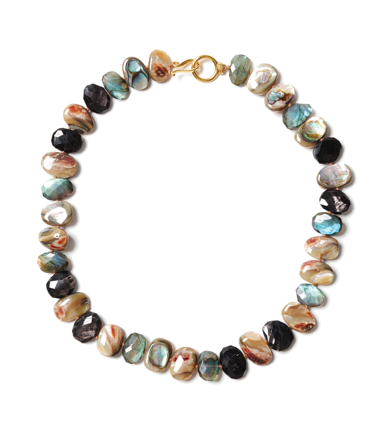 Ursula Necklace 18k Gold Vermeil, Abalone, Labradorite