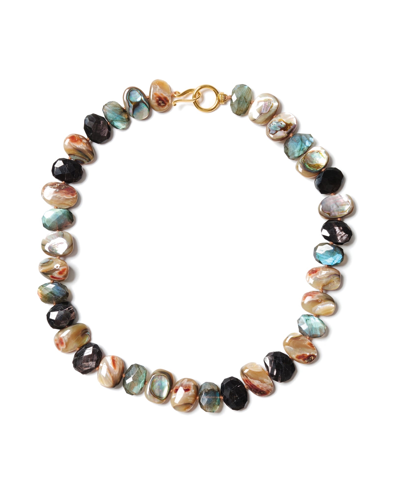 Ursula Necklace 18k Gold Vermeil, Abalone, Labradorite