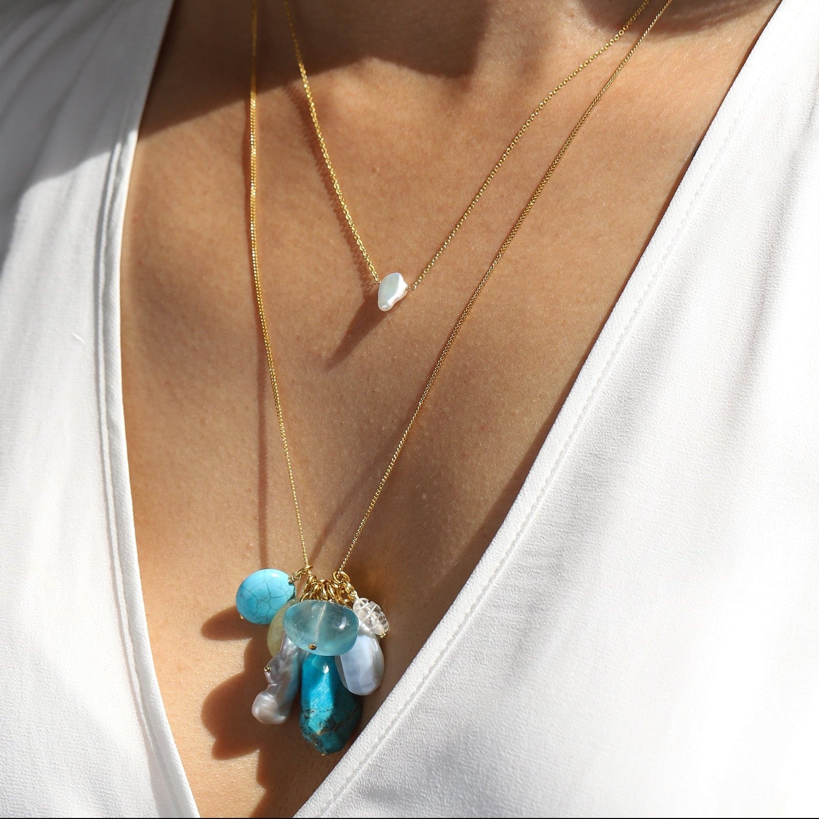 Chan Luu-Cluster Mixed Stone Necklace-Necklaces-Blue Ruby Jewellery-Vancouver Canada
