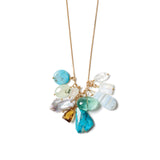 Cluster Mixed Stone Necklace 18k Gold Vermeil, Turquoise, Aquamarine