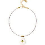 Tdrp Horn Braid Nk 18k Gold Plated, Peridot, White Horn