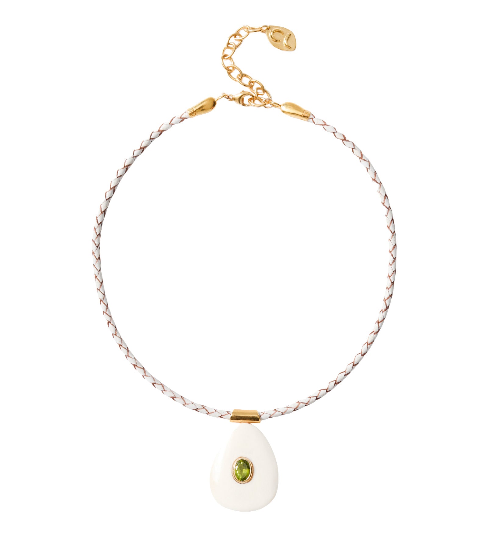 Tdrp Horn Braid Nk 18k Gold Plated, Peridot, White Horn