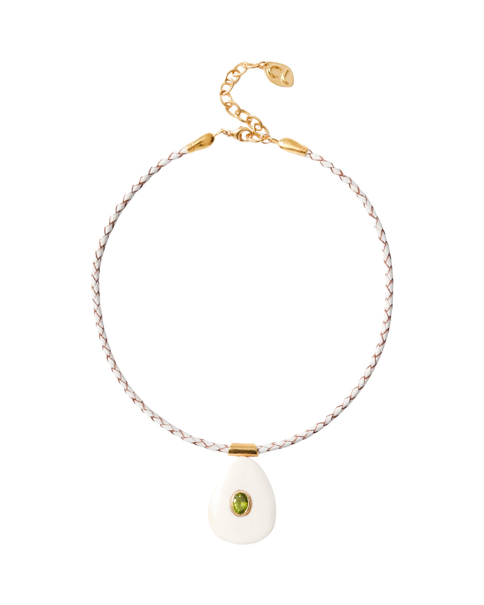 Tdrp Horn Braid Nk 18k Gold Plated, Peridot, White Horn
